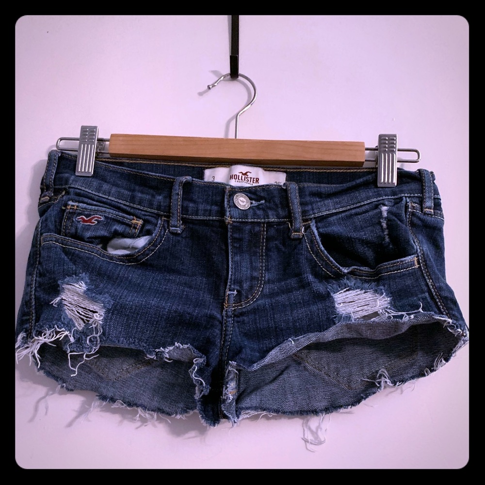 Distressed jean shorts